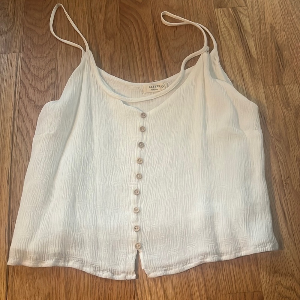 Buttoned white cropped tank top
